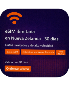 eSIM ilimitada en Nueva Zelanda - 30 días