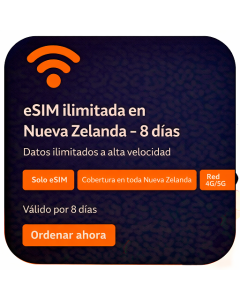 eSIM ilimitada en Nueva Zelanda - 8 días