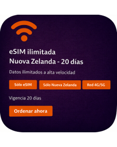 eSIM ilimitada Nueva Zelanda - 20 días