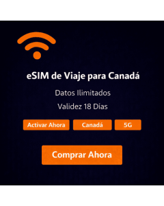 eSIM ilimitada para Canadá durante 18 días