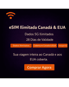 eSIM ilimitado para o Canadá por 28 dias
