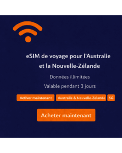 eSIM illimitée de 3 jours pour la Nouvelle-Zélande et l'Australie