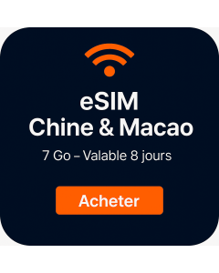 eSIM illimitée de sept Go pour la Chine continentale et Macao