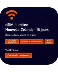 eSIM illimitée Nouvelle-Zélande - 16 jours