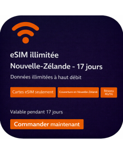 eSIM illimitée Nouvelle-Zélande - 17 jours