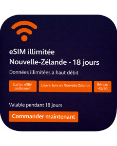 eSIM illimitée Nouvelle-Zélande - 18 jours
