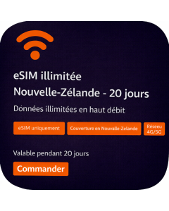 eSIM illimitée Nouvelle-Zélande - 20 jours