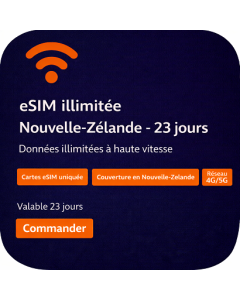 eSIM illimitée Nouvelle-Zélande - 23 jours
