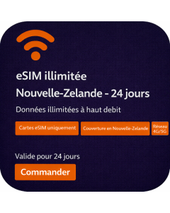 eSIM illimitée Nouvelle-Zélande - 24 jours