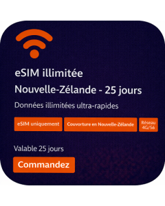 eSIM illimitée Nouvelle-Zélande - 25 jours