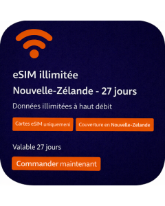 eSIM illimitée Nouvelle-Zélande - 27 jours