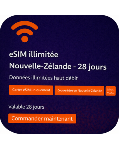 eSIM illimitée Nouvelle-Zélande - 28 jours