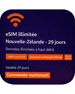 eSIM illimitée Nouvelle-Zélande - 29 jours