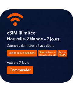 eSIM illimitée Nouvelle-Zélande - 7 jours