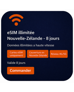 eSIM illimitée Nouvelle-Zélande - 8 jours