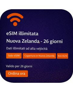 eSIM illimitata Nuova Zelanda - 26 giorni