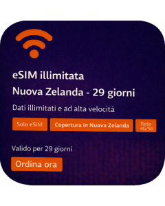 eSIM illimitata Nuova Zelanda - 29 giorni