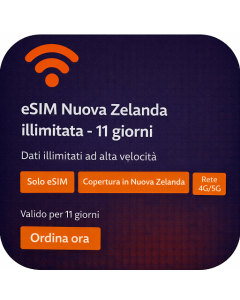 eSIM Nuova Zelanda illimitata - 11 giorni