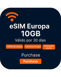 eSIM para viajeros europeos de diez GB y treinta días