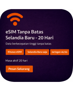 eSIM Tanpa Batas Selandia Baru - 20 Hari