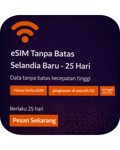 eSIM Tanpa Batas Selandia Baru - 25 Hari