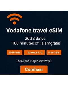eSIM Vodafone Travel XL: 26GB Datos, Europa/Global (28 Días)