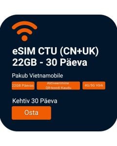 Activate eSIM – CTE (CN + UK) – 22GB for China and UK Travel