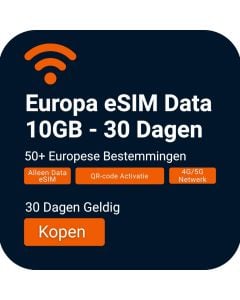 Activeer Travelers Weekend eSIM Europa 10GB | 30 dagen