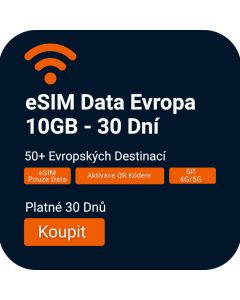 Aktivujte si Travelers Weekend eSIM Europe 10GB | 30 dní
