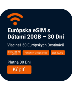 Aktivujte 10GB Európsku Dátovú eSIM | £18 | Platnosť 30 Dní