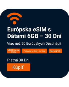 Aktivujte 6GB Európsku Dátovú eSIM | £13.65 | Platnosť 30 Dní