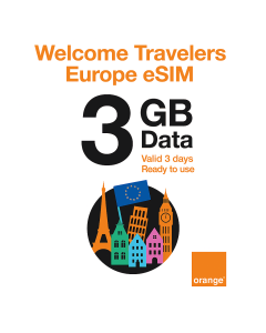 Activate Travelers Weekend eSIM Europe 3GB (Data only) Valid For 3 Days 