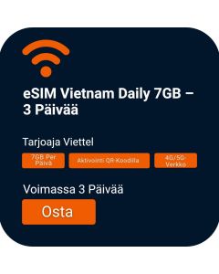 eSIM Vietnam Päivittäin 7GB - 3 Päivää (Viettel)