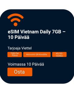 eSIM Vietnam Päivittäin 7 Gt - 10 päivää (Viettel)
