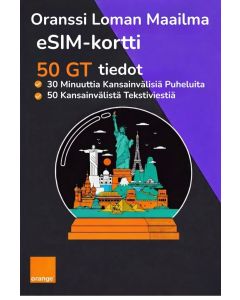 Hanki eSIM Loman Maailma 50GB – 30 päivää (aktiivinen yli 100 maassa)