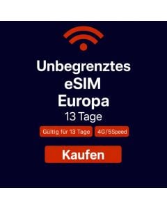 Unbegrenztes Datenvolumen in Europa für 13 Tage