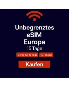 Unbegrenztes Datenvolumen in Europa für 15 Tage