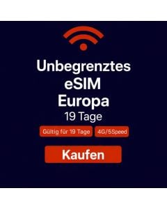 Unbegrenztes Datenvolumen in Europa für 19 Tage