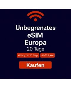 Unbegrenztes Datenvolumen in Europa für 20 Tage