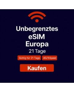 Unbegrenztes Datenvolumen in Europa für 21 Tage
