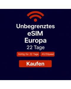 Unbegrenztes Datenvolumen in Europa für 22 Tage