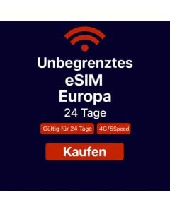 Unbegrenztes Datenvolumen in Europa für 24 Tage