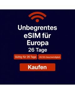 Unbegrenztes Datenvolumen in Europa für 26 Tage