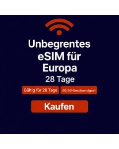 Unbegrenztes Datenvolumen in Europa für 28 Tage