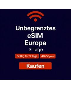 Unbegrenztes Datenvolumen in Europa – 3 Tage