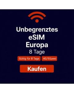 Unbegrenztes Datenvolumen in Europa – 8 Tage
