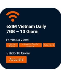 eSIM Vietnam 7GB al giorno - 10 giorni (Viettel)
