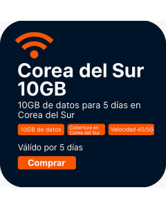 La mejor eSIM Nomad de alta velocidad de 10 GB en Corea del Sur