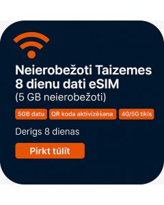Neierobežoti Taizemes 8 dienu dati eSIM (5 GB neierobežoti)