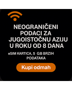 NEOGRANIČENI PODACI ZA JUGOISTOČNU AZIJU U ROKU OD 8 DANA, eSIM KARTICA, 5 GB BRZIH PODATAKA